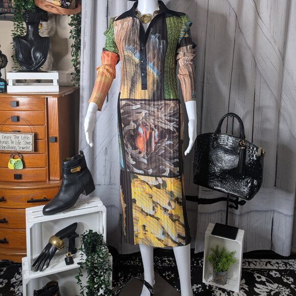 Arthur Apparel (Free People) Box Pleat Fish Party Shirt Dress NWT Size 6 - Picture 2 of 11